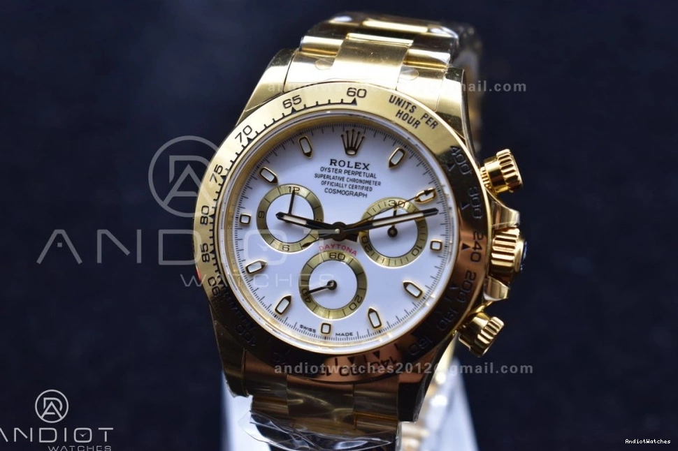 White OnTrend Best YG Daytona 743 Dial Bracelet 1:1 Edition BTF 116508 SA on 0106